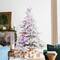 Glitzhome® 7.5ft Pre-Lit Flocked Full Fir Artificial Christmas Tree, Multicolor LED Lights